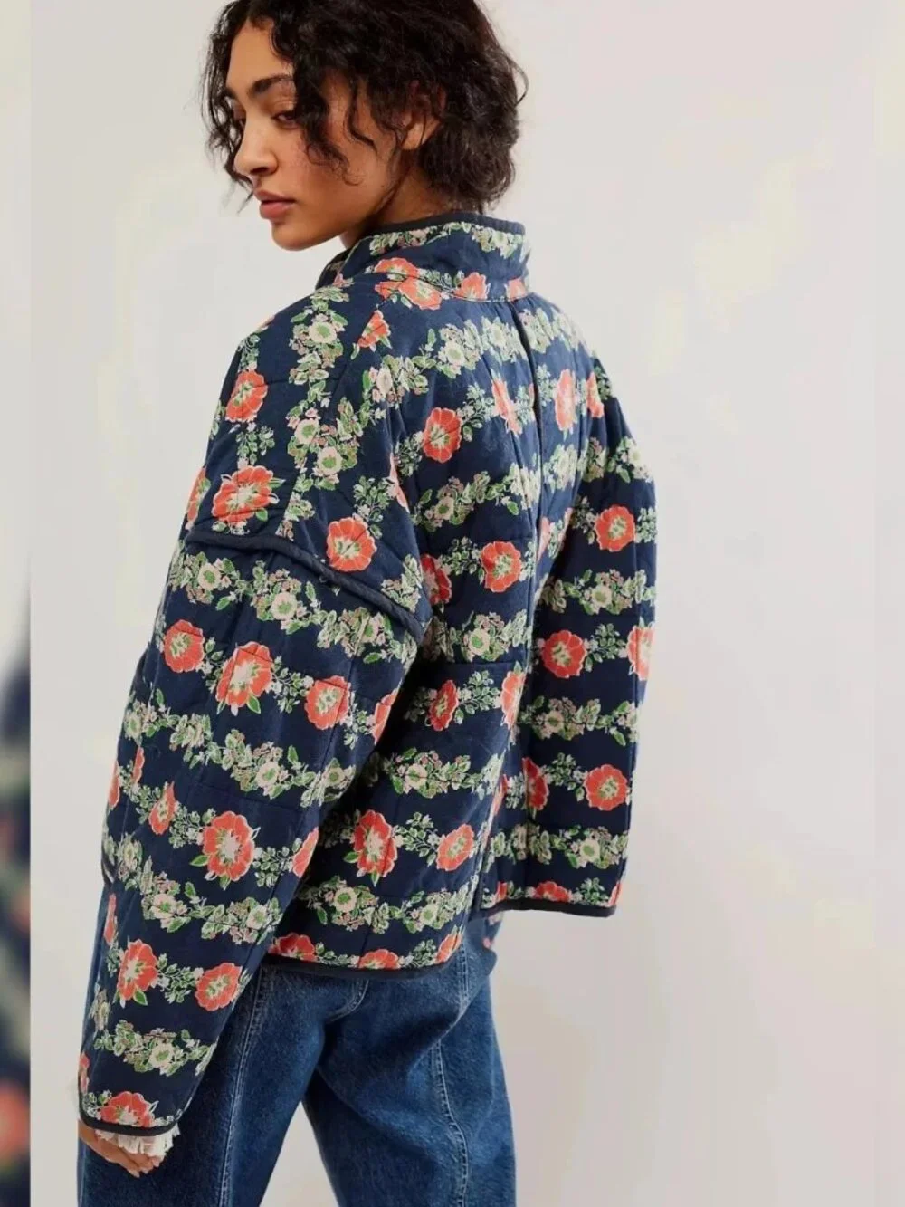 Free People Chloe Jacket L 10 Women Casual Floral Winter Quilted Coat NEW 45744 - Picture 2 of 5